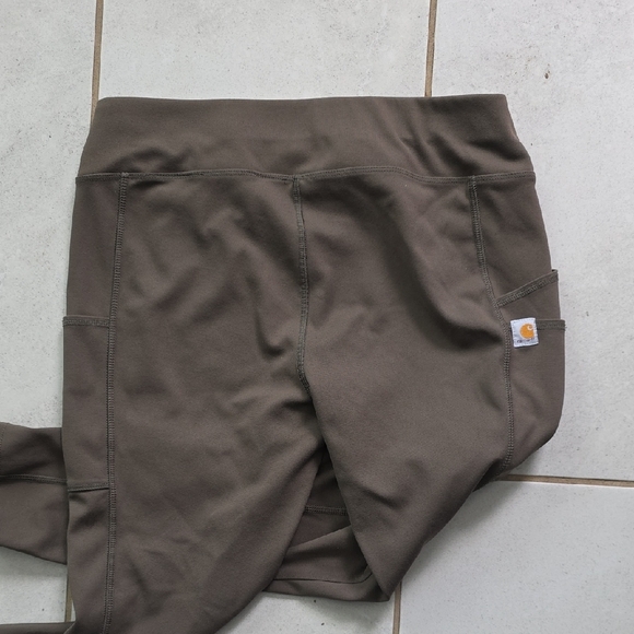 Carhartt Olive Green Leggings Size Medium Stretch Workwear Athletic - Picture 5 of 8